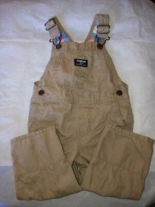 OshKosh Bgosh Vestbak Overalls Size 18 Months Pocket On Bib Brown Khaki - Picture 1 of 5