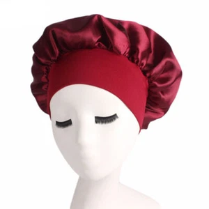Long Hair Care Satin Bonnet Night Sleep Hat Cap Silk feel Head Wrap Turban Cover - Picture 1 of 22