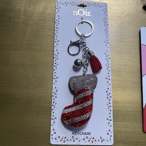 NWT NOir Crystal Tone Bag Charm Clip Keyring Keychain New - Picture 1 of 2