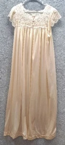 Shadowline Nightgown Sz Medium Long Nylon and Lace Button - Picture 1 of 8
