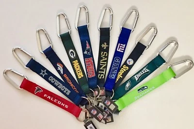Carabiner Lanyard Keychain 8" NFL Pick Your Team Football NEW! - Image 1 of 3