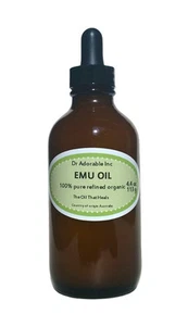 AUSTRALIAN EMU OIL 100%PURE EMU OIL FRESH BY DR.ADORABLE 4 oz WITH GLASS DROPER - Picture 1 of 5
