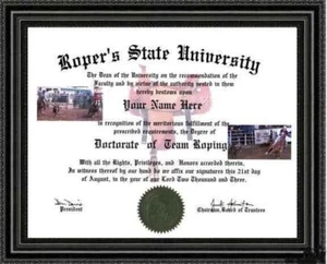 Team Roping Lover's Doctorado Diploma / Grado Hecho a Medida y Diseñado para Ti - Imagen 1 de 1