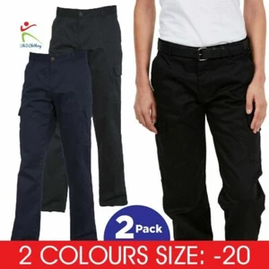 PAQUETE DE 2 PANTALONES DE CARGA UNEK Damas NEGRO AZUL MARINO de combate ropa de trabajo pantalones inferiores - Imagen 1 de 6