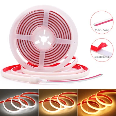24V Neon COB Striscia LED Adesiva Impermeabile IP68 Flessibile Luci Bianco Caldo - Immagine 1 di 4