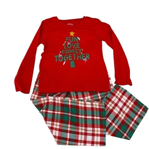 Girls Pajamas Set Size 7 Jammies For Your Families Plaid Bottoms Fun Love Family - Picture 1 of 12