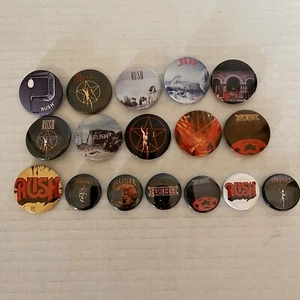 RUSH 70s 80s Music Vintage Pinback Buttons Rock Classic Hard Rock Band 17 Pins - Picture 1 of 8
