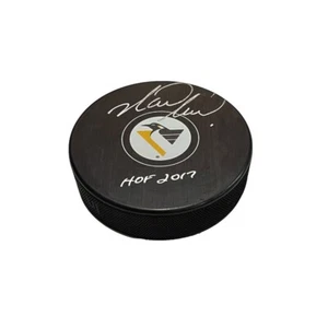 MARK RECCHI Signed Pittsburgh Penguins Puck - HOF 2017 (Exact Photo) - 00602 - Picture 1 of 2