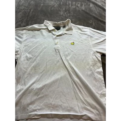 Camisa Polo Masters Collection Para Hombre XL Blanca Púrpura Rayas Algodón Golf Augusta Foto 1 de 4
