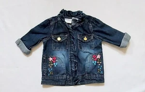 Koala Baby Embroidered Jean Jacket 18M Ruffle Long Sleeve Denim Blue Dark Wash - Picture 1 of 6