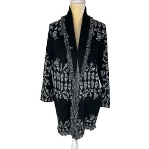 NWT Chico's Black White Medallion Print Shawl Cardigan Long Sleeve Chico’s 4 XXL - Picture 1 of 12