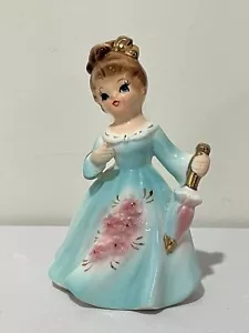 Vintage Lefton Girl Figurine Umbrella & Flowers #6986 - Picture 1 of 7