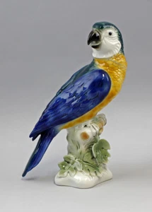 9942475-d Wagner&Apel Porzellan Figur Ara Papagei blau gelb H22cm - Picture 1 of 2