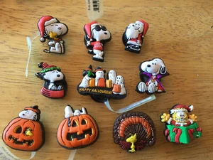 SNOOPY, WOODSTOCK, GARFIELD, HOLIDAY AUTHENTIC JIBBITZ SHOE CHARM FIT CROCS - Picture 1 of 22