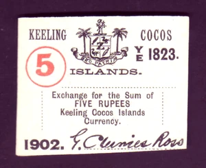 Cocos Keeling Islands P-S128.. (1902) 5 Rupees.. Uniface - Imagen 1 de 2