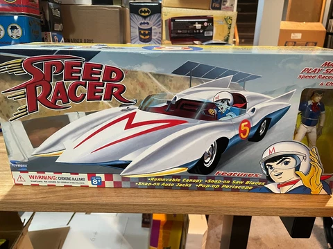 Speed Racer Mach 5 Playset Spridle Chim Chim Toynami 2003 New in Box Cover