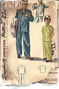 2541 Vintage Simplicity Sewing Pattern Boys Coat Styled Pajama Jacket Pants OOP - Picture 1 of 2