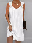 Ladies Buckle Dress Party Holiday Wide Strappy Sundress Summer Tank Beach Wear