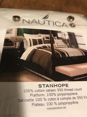 Nueva falda de cama completa Nautica Stanhope marrón oscuro $79 al por menor Foto 1 de 3