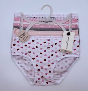 Laura Ashley Girls 5 Pack Cotton Spandex Briefs Size Medium Pink Gray White