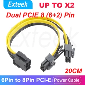 6-Pin PCI Express to 2/Dual PCIE 8 (6+2) Pin GPU Graphics Video Card Power Cable - Picture 1 of 11