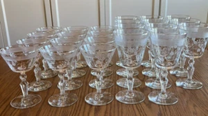 Large Lot of 23 Libbey Rock Sharpe 3006-10 Blown Glass Goblets Champagne Sherbet - Picture 1 of 7