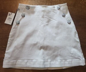 Falda informal Nordstroms 1901 para mujer blanca Jean botones náuticos cremallera talla 6   - Imagen 1 de 10