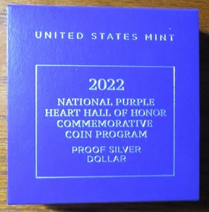 2022 National Purple Heart Commemorative Proof Silver Dollar OGP w/ COA - Picture 1 of 2