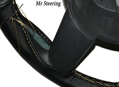 Passt Für DAF XF 105 Schwarze Echtleder-Lenkradabdeckung 2006-2012 Creme Naht - Bild 1 von 3