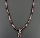 925 Pendant Beads Toggle Clasp Necklace Sterling Garnet Beads with Silver