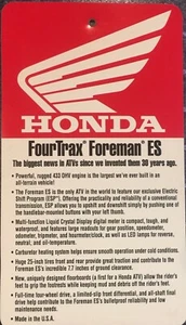 HANGING TAG 1997 HONDA FOURTRAX FOREMAN ES USED OEM DEALER SALES  HANGING TAG - Imagen 1 de 5