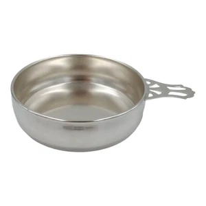 Plato de plata Porringer Bowl mango perforado vintage plato de bebé decoración coleccionable - Imagen 1 de 8