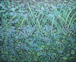 FRASE ORIGINAL PAINTING GARDEN FORGET ME NOTS IMPRESSIONISM 24X30 FLOWERS SUMMER - Picture 1 of 1
