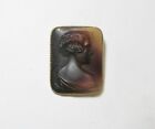 Vintage Tortoise Shell Glass Cameo Pin Brooch