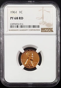 1961 Proof Lincoln Cent certified PF 68 RD by NGC! sku 94016 - Picture 1 of 4