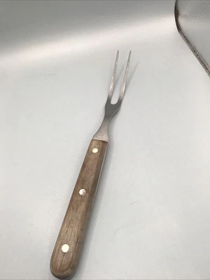 "Horquilla para tallar mango de madera de acero inoxidable 3 dientes de 7/8"", mango de madera 3 pernos" Foto 1 de 4