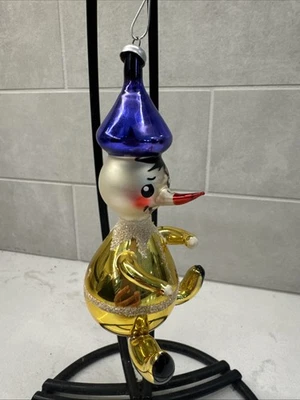 Vintage De Carlini hand blown glass Pinocchio hanging Christmas ornament Italy - Image 1 of 4