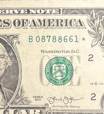2013 Duplicate B Series New York $1 STAR Note Fort Worth Error B 08788661*!!! - Image 1 of 3