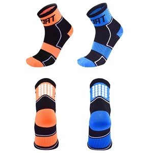 2Pairs Cycling Socks Reflective Riding Bicycle Bike Sports Socks Blue Orange XC - Picture 1 of 9