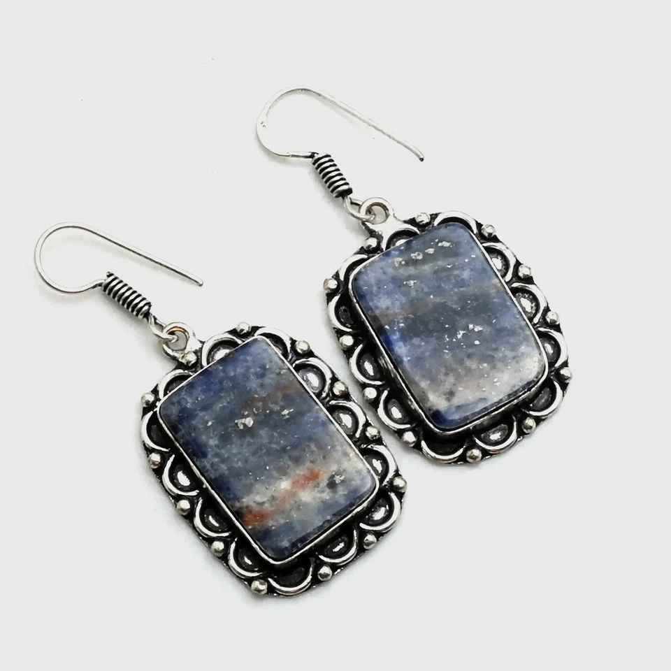 Sodalite Gemstone Handmade Drop Dangle Earrings Jewelry For Women 2.2" AE-11886 - Image 1 of 1
