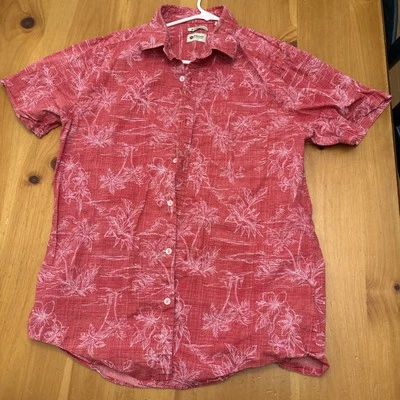 Camisa hawaiana de manga corta floral roja Haggar grande con botones para hombre Foto 1 de 3