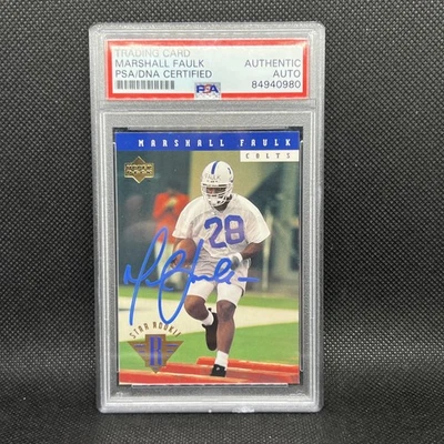 Tarjeta de novato marshall faulk 1994 cubierta superior #7 firmada con autógrafo PSA AUTO  Foto 1 de 4