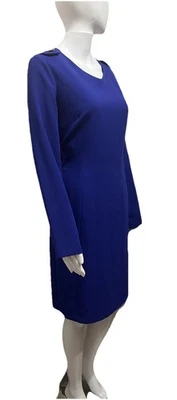 Vestido midi minimalista azul cobalto talla 12 ANTONIO MELANI botones plateados nuevo con etiquetas Foto 1 de 4