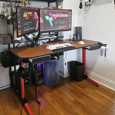 PICK UP ONLY | CASH | 55in Computer Gaming Desk with LED, Organizer Drawers - Image 1 of 4