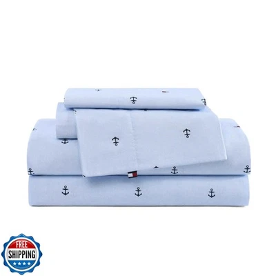 Tommy Hilfiger - King Bed Sheets, Crisp and Cool Cotton Percale Bedding with  - Image 1 of 4