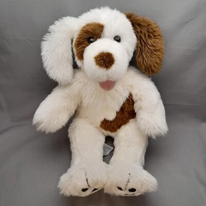Peluche Build A Bear perro retirado 17" cachorro juguetón relleno blanco con manchas marrones - Imagen 1 de 10