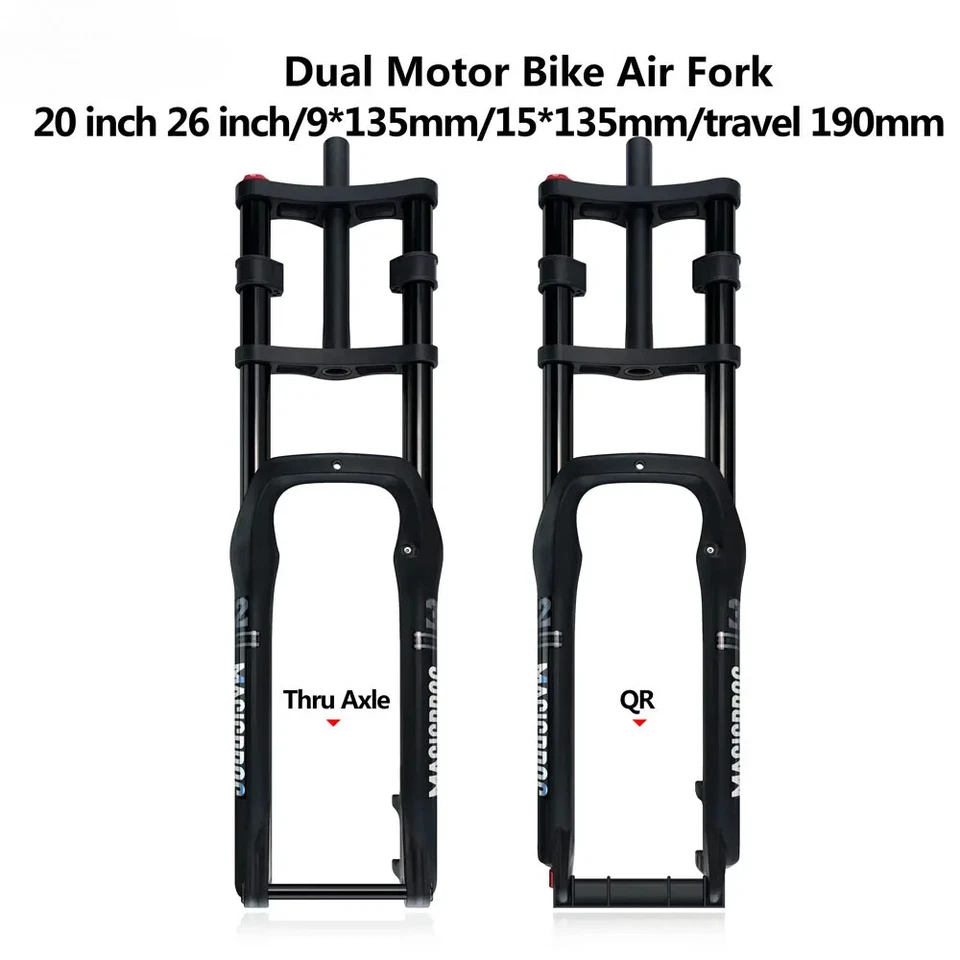 20/26*4.0er Dual Motor Fat Bicycle Fork E-bike Double Crown Air Suspension Fork - Image 1 of 4