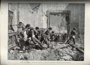 1884 Antiker Druck = MANARA VERWUNDET IN VILLA SCHWERT ROM 1849 = Risorgimento Print - Bild 1 von 1