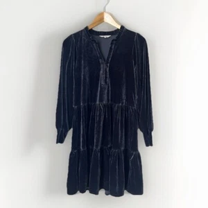 Part Two Velvet Charcoal Gray Viggase Tiered Long Sleeve  Dress - Picture 1 of 8