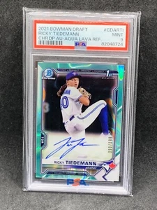 2021 Bowman Draft Chrome #CDARTI Ricky Tiedemann Aqua Refractor Auto PSA 9 /199 - Picture 1 of 2